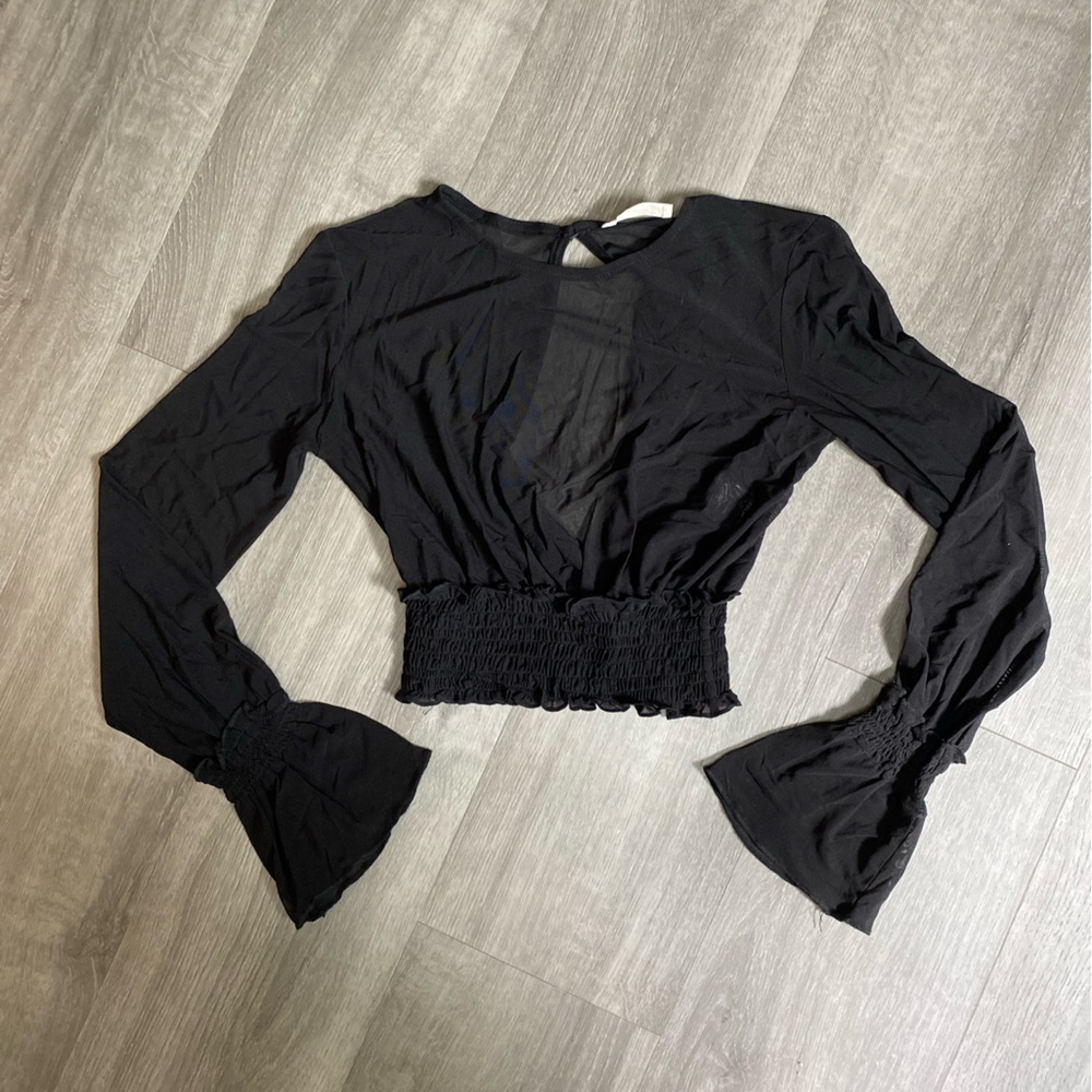 Urban Outfitters Sheer Mesh Long Sleeve Top